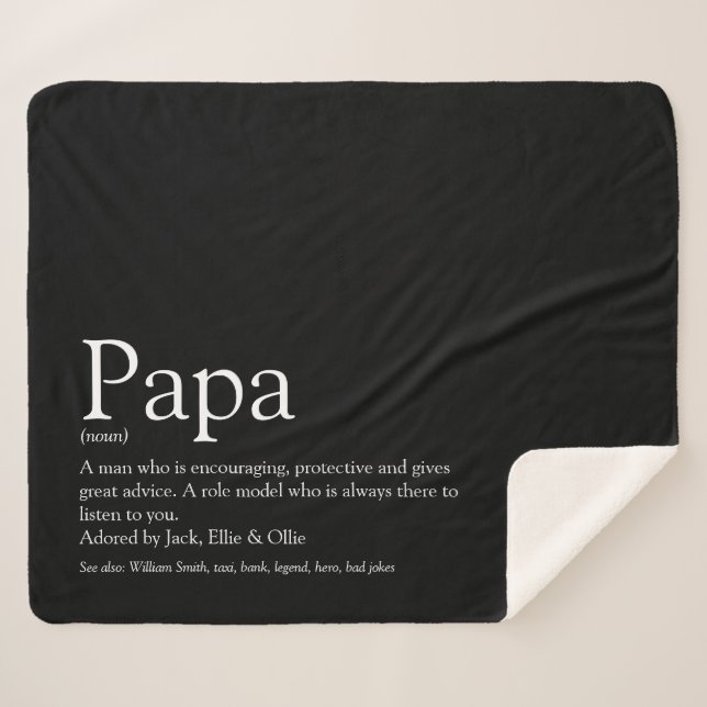 Couverture Sherpa World's Best Dad, Daddy, Father Definition Black (Devant (Horizontal))