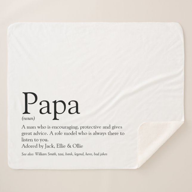 Couverture Sherpa World's Best Dad, Daddy, Father Definition Fun (Devant (Horizontal))
