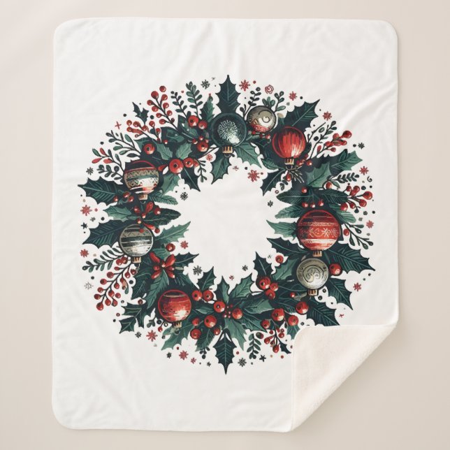 Couverture Sherpa Wreath de Noël (Devant)