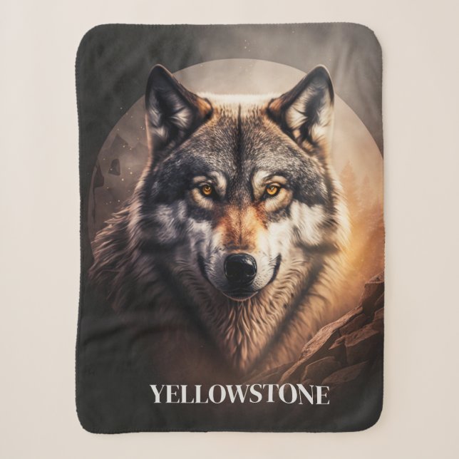 Couverture Sherpa Yellowstone Loup (Devant)