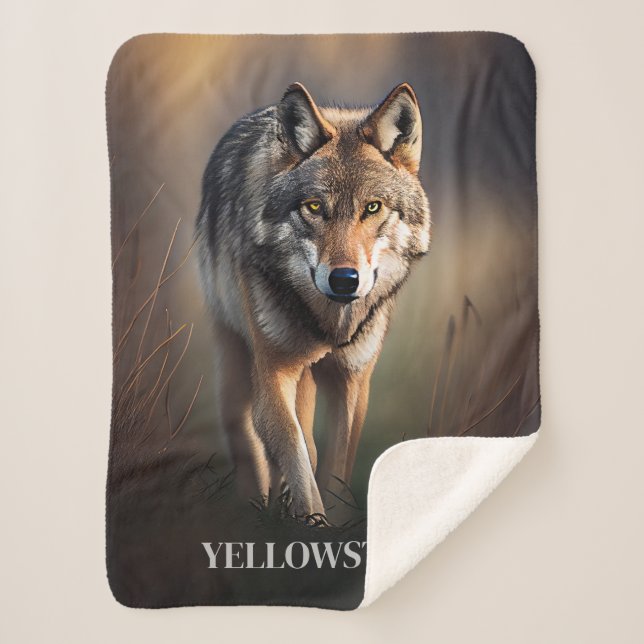 Couverture Sherpa Yellowstone Wolf Sherpa Blanket Thon (Devant)