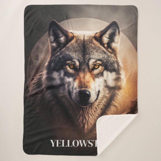 Couverture Sherpa Yellowstone Wolf Sherpa Blanket Thon (Devant)
