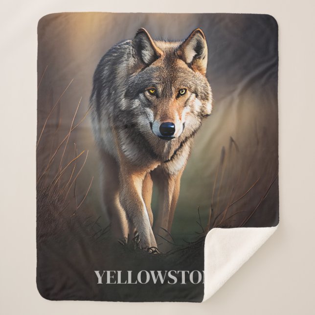 Couverture Sherpa Yellowstone Wolf Sherpa Blanket Thon (Devant)