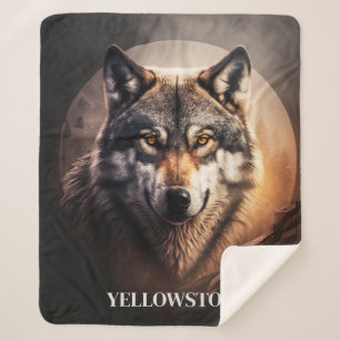 Couverture Sherpa Yellowstone Wolf Sherpa Blanket Thon