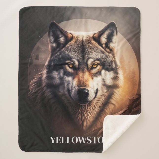 Couverture Sherpa Yellowstone Wolf Sherpa Blanket Thon (Devant)