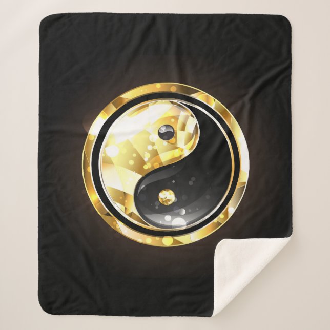 Couverture Sherpa Yin Yang or sur noir (Devant)