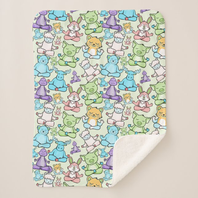 Couverture Sherpa Yoga poses pattern | Yoga seamless pattern 63 (Devant)