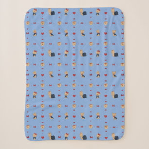 Couverture Sherpa Yorkies doux Prêts et Coeurs - Bleu -