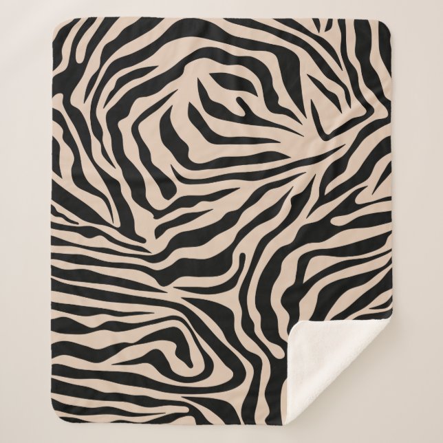 Couverture Sherpa Zebra Stripes Cream Beige Black Wild Animal Prince (Devant)
