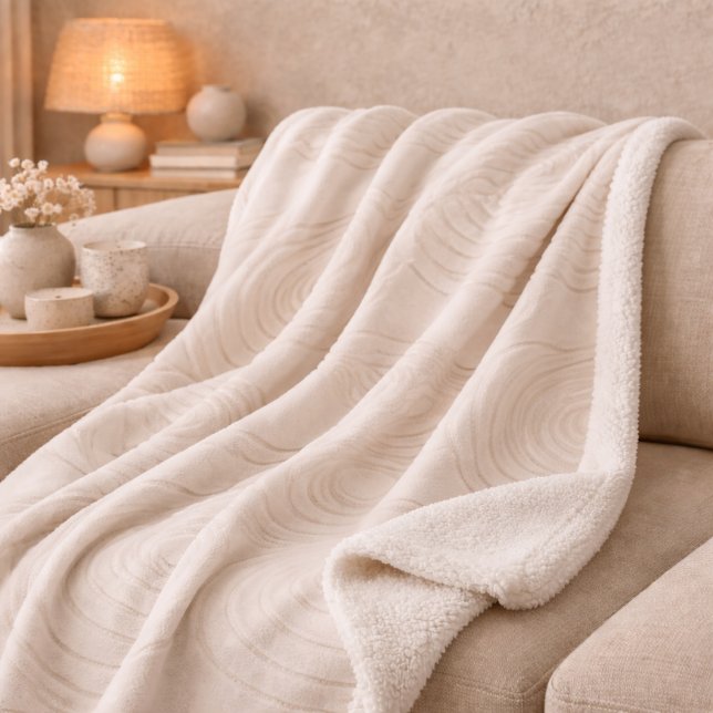 Couverture Sherpa Zen Stone Ripple Sherpa Blanket (Stone-inspired ripple pattern in light tan flowing across smooth ivory)