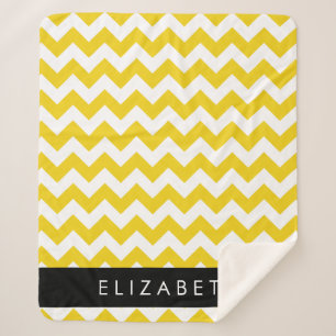 Couverture Sherpa Zigzag Jaune, Chevron Jaune, Votre Nom