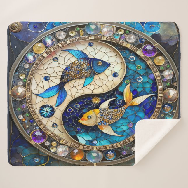 Couverture Sherpa Zodiac - Poissons de poisson Yin et Yang (Devant (Horizontal))