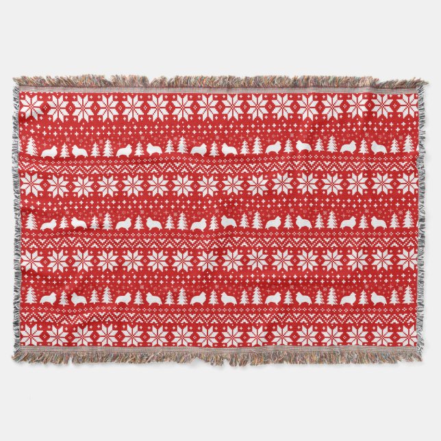 Couverture Shetland Sheepdog Silhouettes Motif de Noël (Devant)
