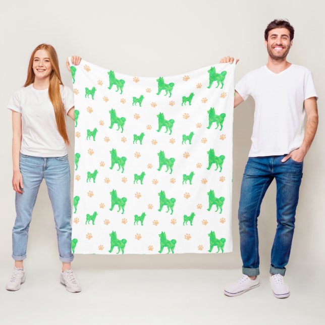 Couverture Shiba Inu - Cadeau Vert Pastel Minimal (En situation)