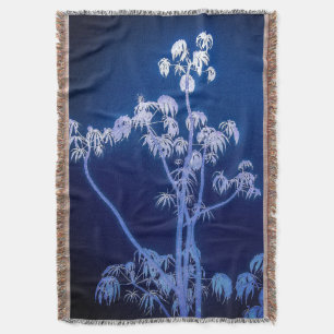 Couverture Silhouette Arbre En Blues Royales Jeter Blanche