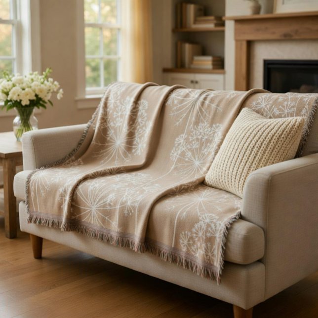 Couverture Silhouette de Fleur de Carotte Beige Doux (Créateur téléchargé)