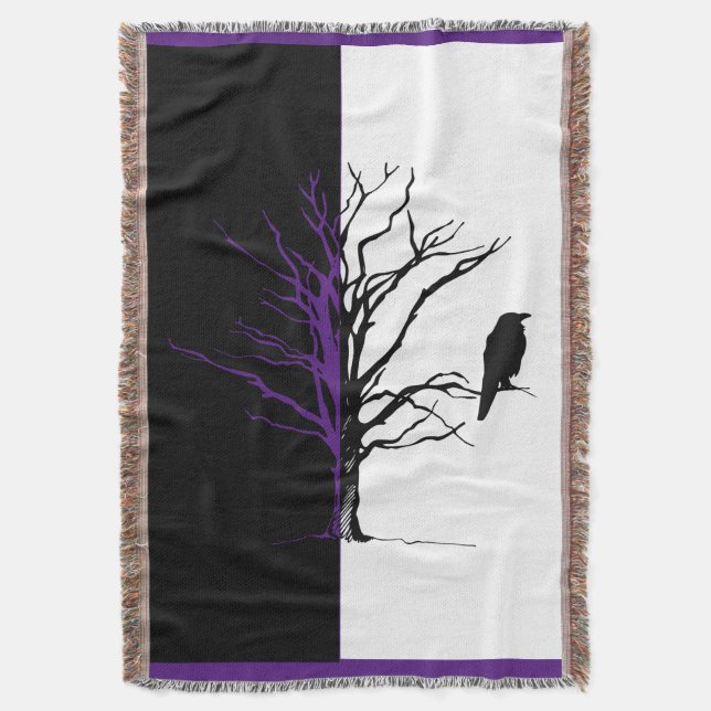 Couverture Silhouette Oiseau Noir Corbeau (devant Vertical)