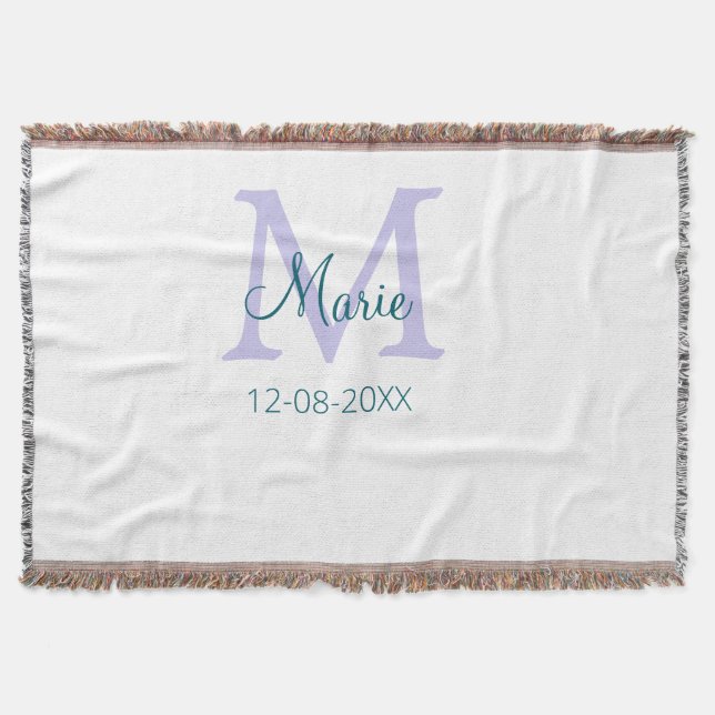 Couverture simple minimum ajouter nom monogramme violet vert  (Devant)