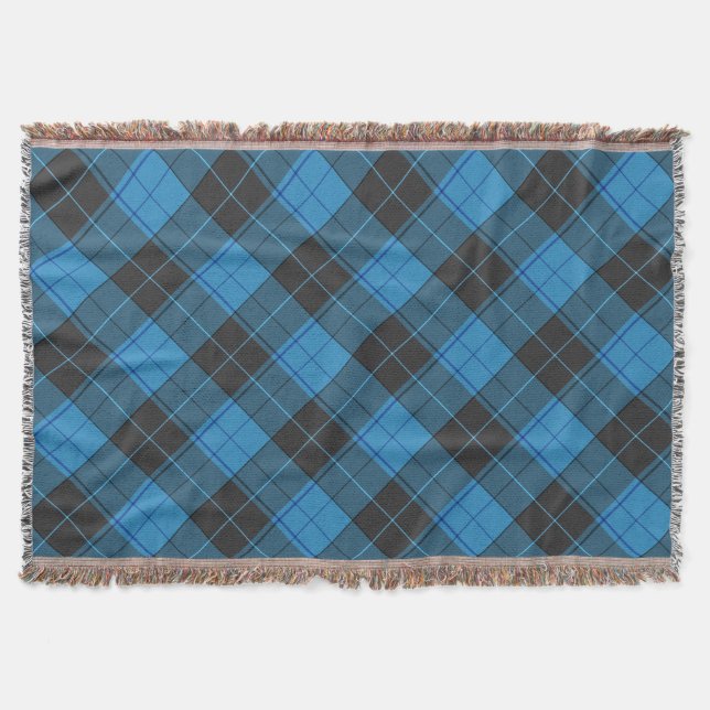 Couverture Simple motif tartan en bleu foncé (Devant)