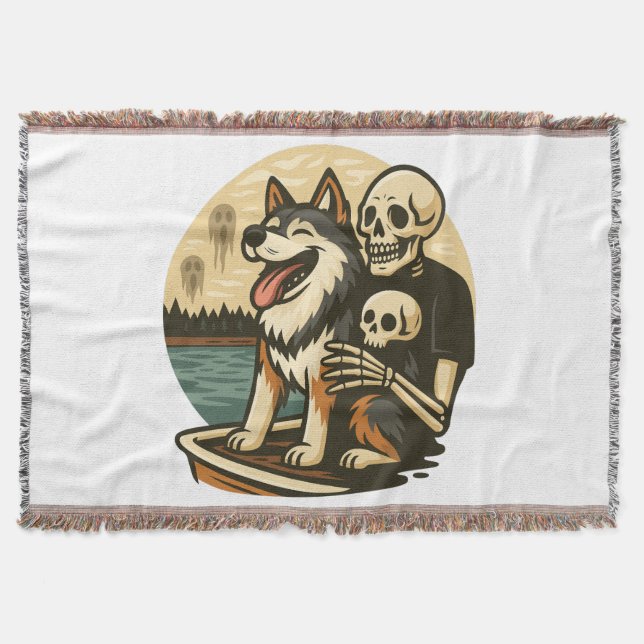 Couverture Skeleton with Dog on Haunted Lake Horror Art (Devant)