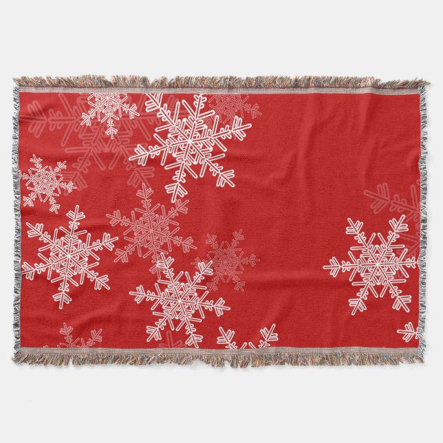 Couverture Snowflakes blanc rouge Noël minimaliste (Devant)