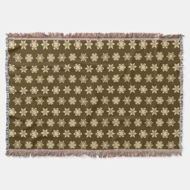 Couverture Snowflakes Ikat - Beige et Chocolat Brown (Devant)
