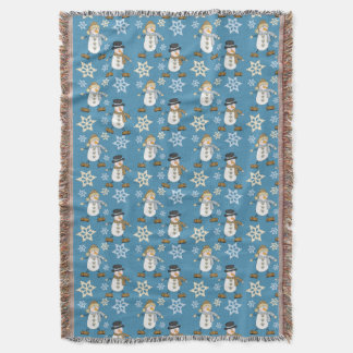 Couverture Snowman Snowflake Motif sur Blue
