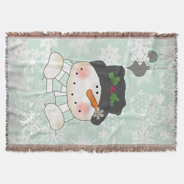 Couverture Snowman sur le doux Blue Snowflake Holiday Jeu (Devant)