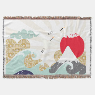 Couverture soleil de montagne illustration japonaise