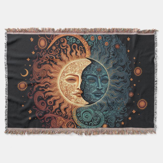 Couverture Soleil et lune rétro vintage (Devant)