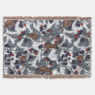 Couverture Souris et mûres sur blanc