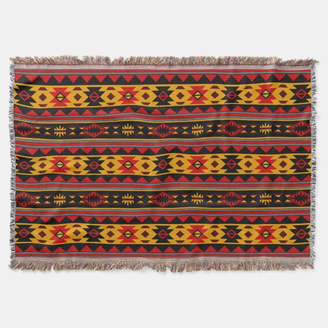 Couverture Southwest Design Red Black Gold Tribal Motif (Devant)