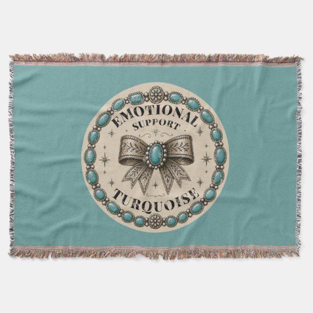 Couverture Soutien Émotionnel Turquoise Conception Western (Devant)