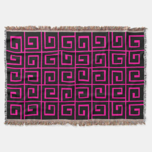 Couverture Spirales carrés - Noir sur rose chaud