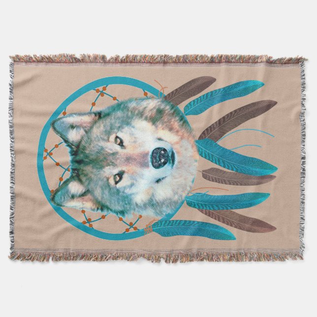 Couverture Spirit Wolf Dream Catcher Custom Thaillot Blanket (Devant)