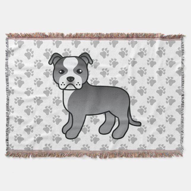 Couverture Staffordshire Bull Terrier bleu et blanc (Devant)