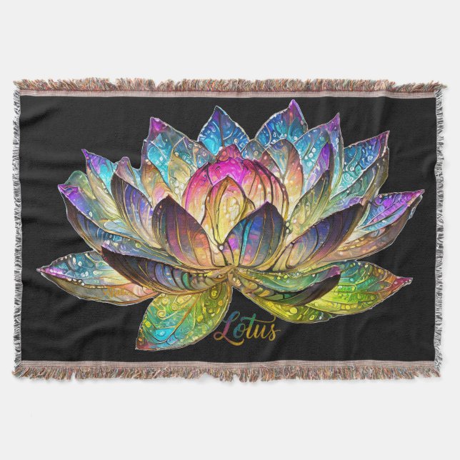 Couverture Stained Glass Colorful Lotus Flower on Black (Devant)