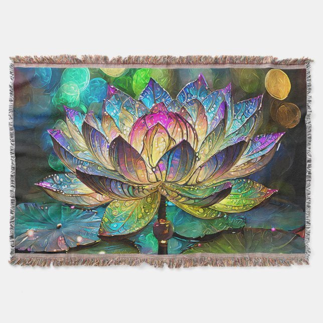 Couverture Stained Glass Vibrant Lotus Flower (Devant)