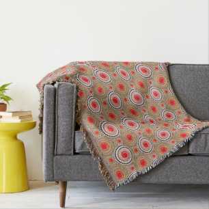 Couverture Starburbs et pingwheel, taupe, rouge, blanc
