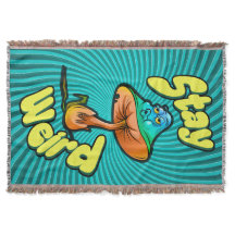 Stay Weird Psychedelic Mushroom with Spiral Bkg