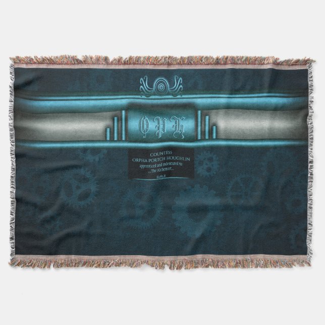 Couverture Steampunk, bleu glace et turquoise, poulpe Monogra (Devant)