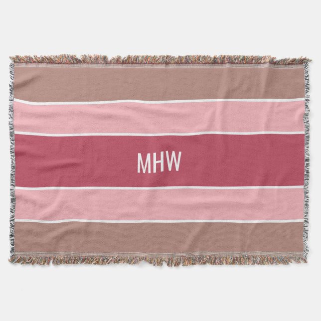 Couverture Stripes Motif personnalisé monogramme jeter couver (Devant)