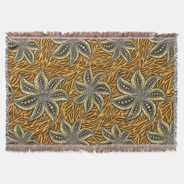 Couverture Style Batik Floral Abstrait africain (Devant)