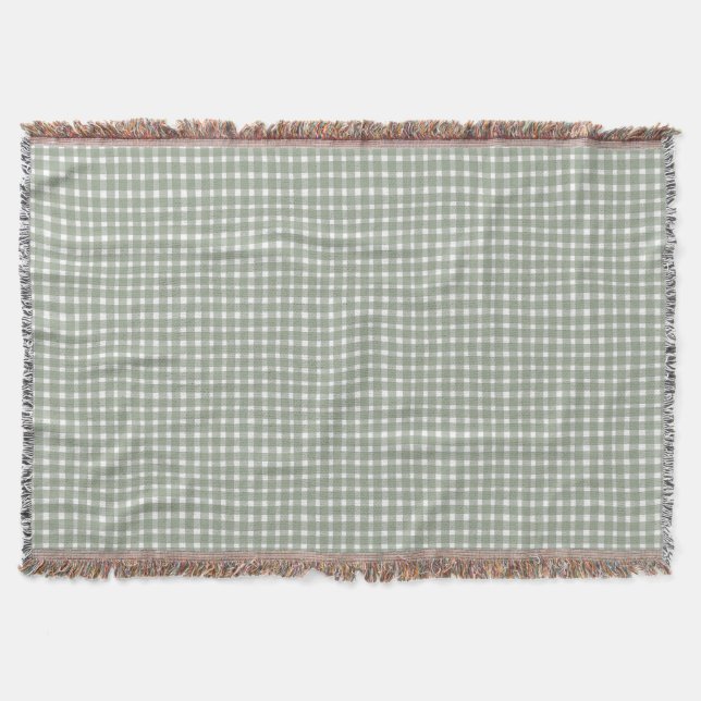 Couverture Style Cottage Vert Sauge Gingham Classique  (Devant)