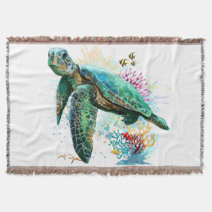 Couverture Style d'aquarelle sous-marine de tortue marine