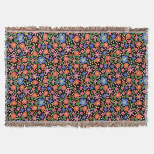 Couverture Style d'art populaire chic floral sur une couvertu