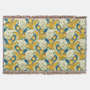 Couverture Style William Morris Tulp Tissu Floral sarcelle et