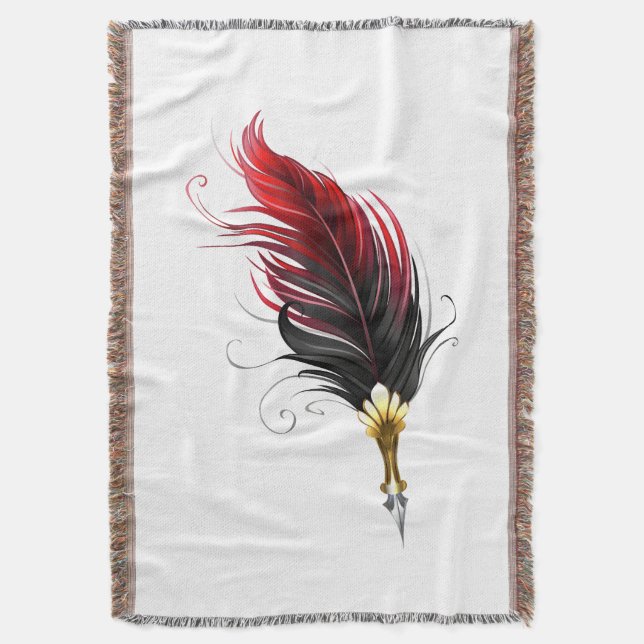 Couverture Stylo rouge en plumes avec nib or (devant Vertical)