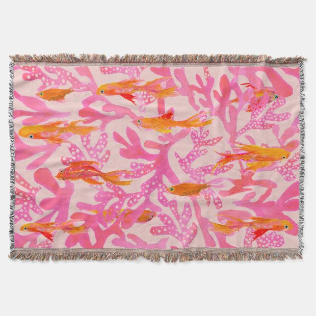 Couverture Summer Coral and Goldfish Throw Blanket (Devant)