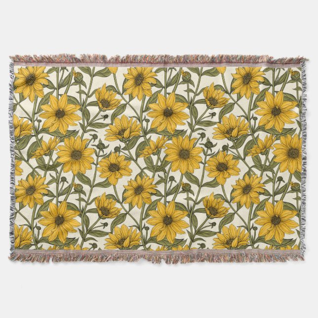 Couverture Sunroot, tournesol sauvage sur blanc (Devant)